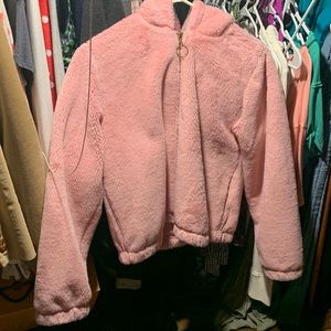 Girls pink fluffy jacket